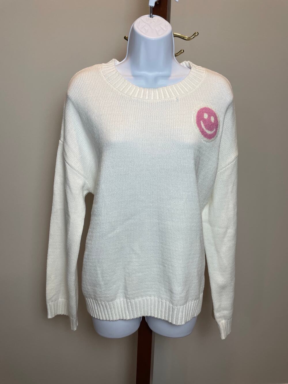 Jessica Simpson Sweater Size XL White Crew Neck Cotton Blend New With Tag